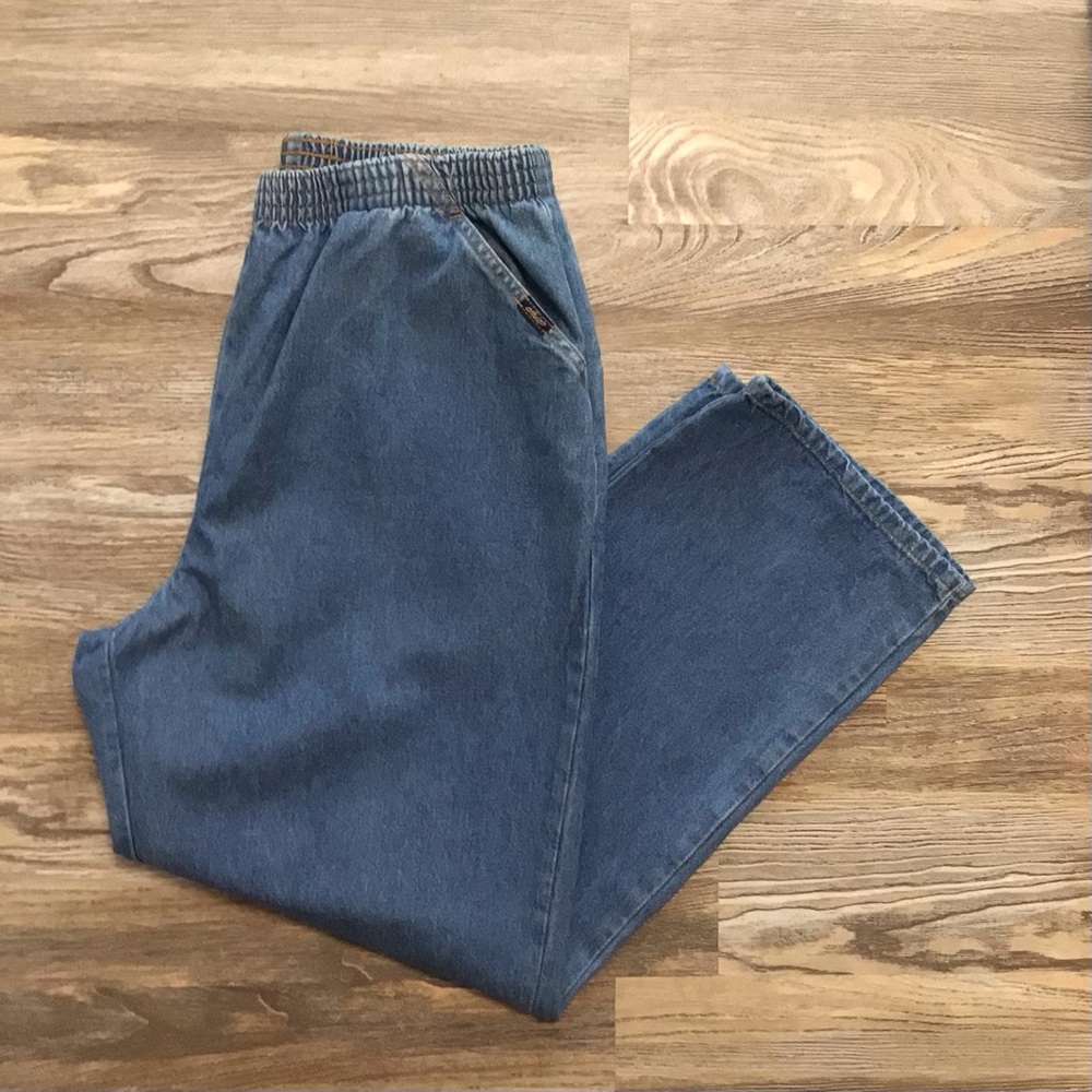 Chic Light Rinse Pull On High Rise Vintage Cotton Mom Jeans 18W Petite